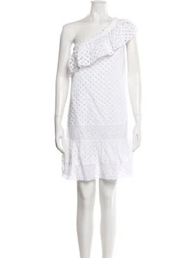 Pre-owned Tory Burch One-shoulder Mini Dress In White