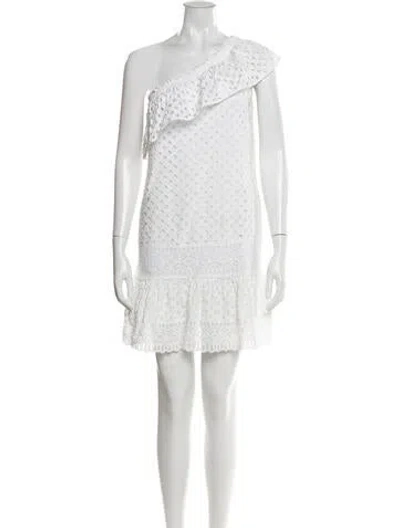 Pre-owned Tory Burch One-shoulder Mini Dress In White