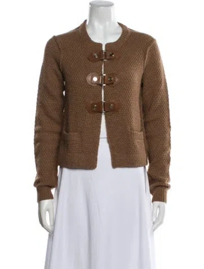 Pre-owned Tory Burch Open Front Sweater In Brown