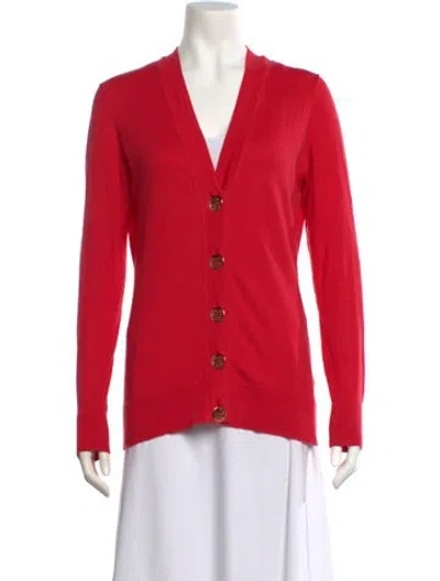 Pre-owned Tory Burch Open Front Sweater In Red