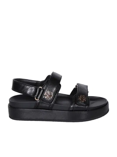 Tory Burch Open Toe Leather Sandals In Black