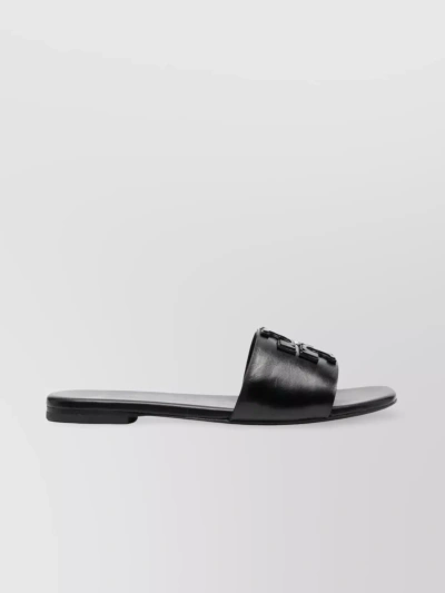 Tory Burch Logo-patch Detail Mules In Black