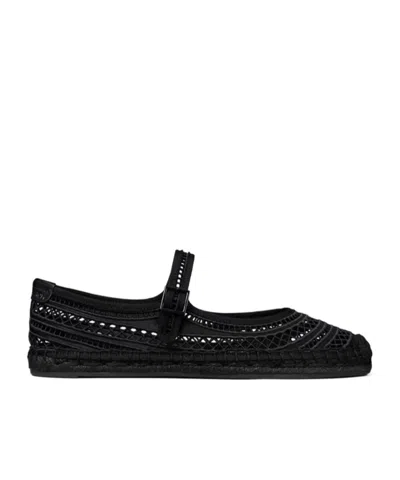 Tory Burch Open Weave Mary Jane Espadrille In Black