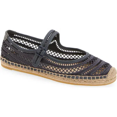 Tory Burch Open Weave Mary Jane Espadrille Flat In Blue