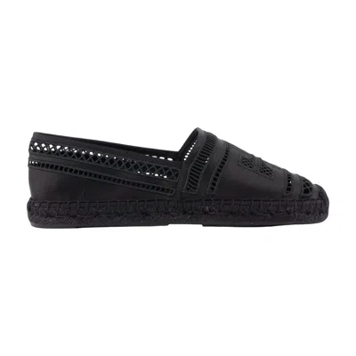 Tory Burch Open Weave Viscose Espadrille Flat In Black