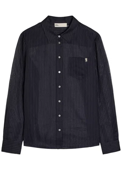 Tory Burch Organdy Pinstripe Voile Shirt In Blue