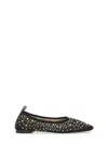 Tory Burch Black Ballet Flats With All-over Crystals Application In Tech Fabric Woman In Black