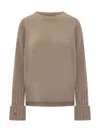 Tory Burch Ory Burch Beige Wool Sweater With Embroidered Logo In Animal Print