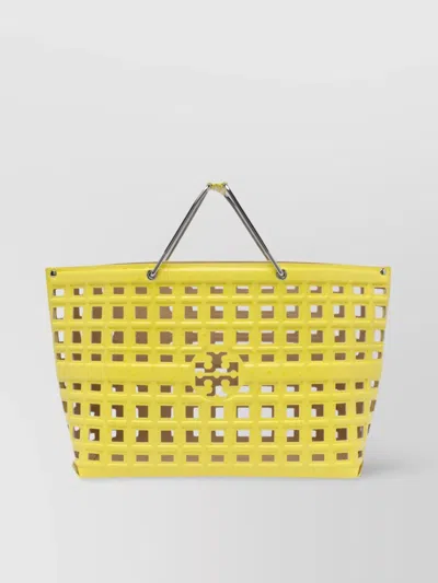 Tory Burch Ostrich Market Tote Metal Handles