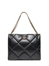 Tory Burch Kira Diamond-quilt Leather Tote Bag In Black