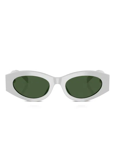 Tory Burch Oval-frame Curved Sunglasses In Green