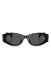 Tory Burch Oval-frame Embellished Sunglasses In Black