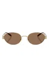 Tory Burch Oval-frame Logo-detail Sunglasses In Brown