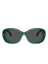 Tory Burch Oval-frame Sunglasses In Green