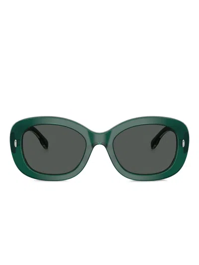 Tory Burch Oval-frame Sunglasses In Green