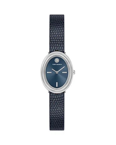 Tory Burch Oval Watch, 28mm In Blue