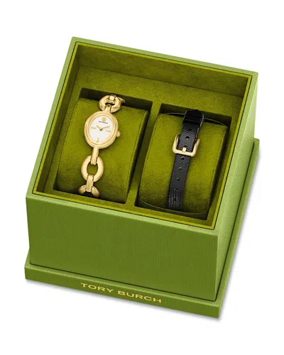 Tory Burch Oval Watch Gift Set, 18mm X 23mm In Gold