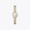 Tory Burch Oval Watch In Mop/stones/two-tone