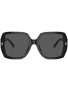 Tory Burch Oversize-frame Logo-plaque Sunglasses In 170987 Black