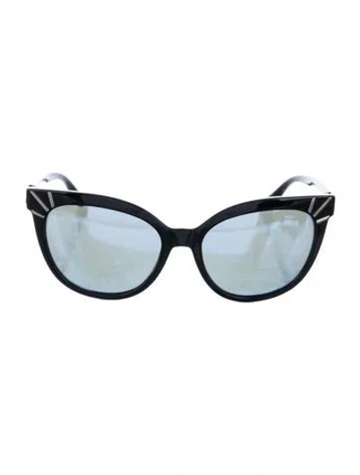Pre-owned Tory Burch Oversize Mirrored Sunglasses In Black