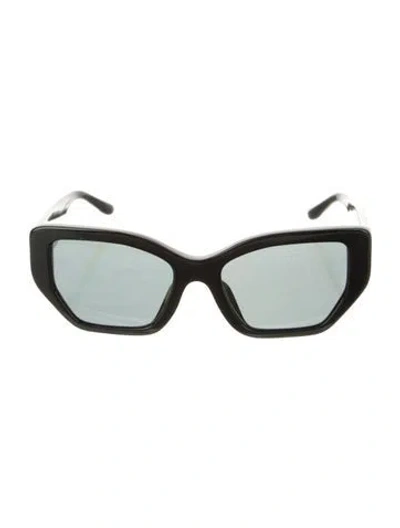 Pre-owned Tory Burch Oversize Mirrored Sunglasses In Black