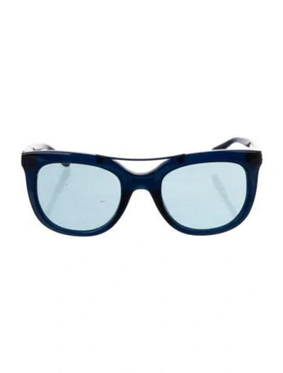 Pre-owned Tory Burch Oversize Mirrored Sunglasses In Blue