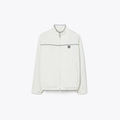 Tory Burch Oversized Nylon Tennis Jacket In White