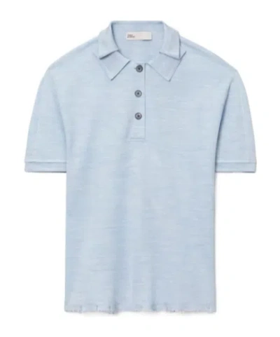 Tory Burch Oversized Silk Polo In Blue