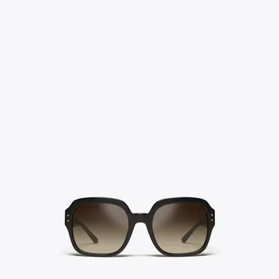 Tory Burch Oversized Square Logo Sunglasses In Black