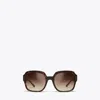 Tory Burch Oversized Square Logo Sunglasses In Metallic