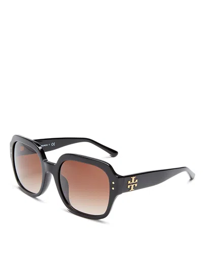 Tory Burch Women's Oversized Square Sunglasses, 56mm In Black/brown