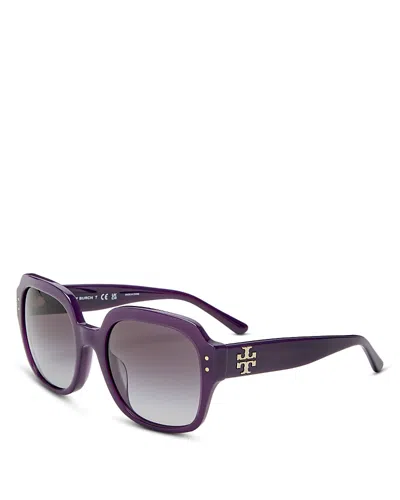 Tory Burch Oversized Square Sunglasses, 56mm In Eggplant