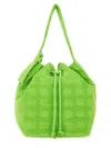 Tory Burch Oversized "t Monogram" Bucket Bag In Green