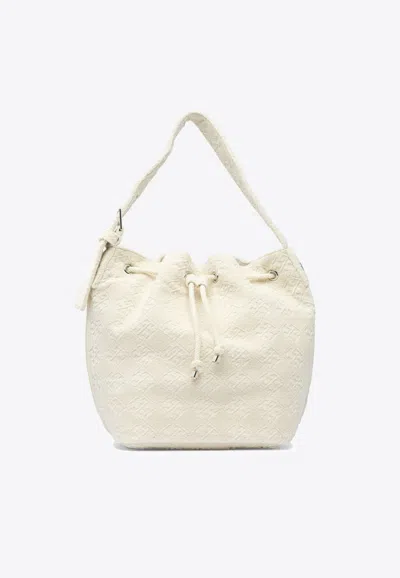 Tory Burch Oversized T Monogram Terry Bucket Bag In White