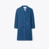 Tory Burch Oversized Wool Coat In Blue
