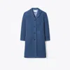 Tory Burch Oversized Wool Coat In Blue