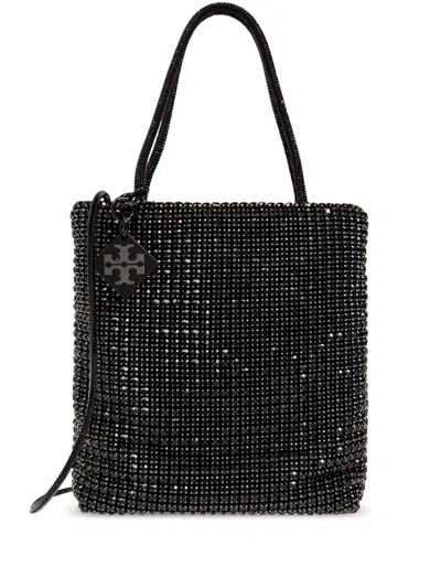 Tory Burch Night Owl Crystal Embellished Mini Tote Black