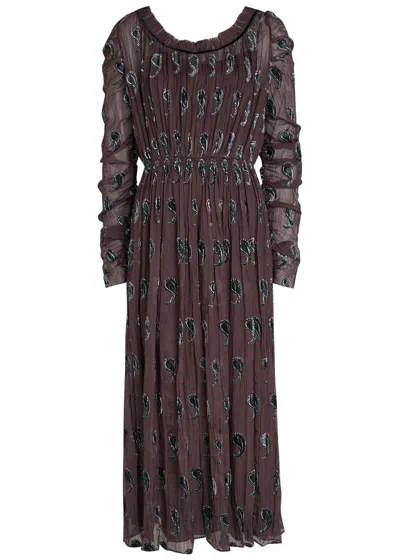 TORY BURCH TORY BURCH PAISLEY-DEVORÉ SILK-BLEND MIDI DRESS