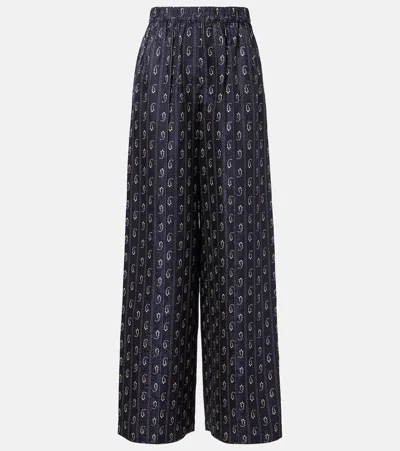 Tory Burch Painted Trousers With Monogram Detail In Black