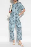 Tory Burch Paisley Print Crewneck Jumpsuit In Blue