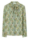 Tory Burch Paisley-print Bow Blouse In Green