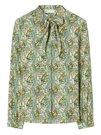 TORY BURCH PAISLEY-PRINT BOW BLOUSE