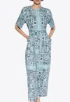 Tory Burch Paisley Print Crewneck Jumpsuit In Blue