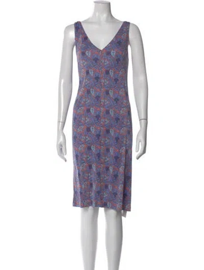 Pre-owned Tory Burch Paisley Print Knee-length Dress In Blue