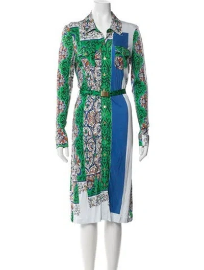 Pre-owned Tory Burch Paisley Print Knee-length Dress W/ Tags In Green