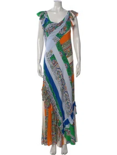 Pre-owned Tory Burch Paisley Print Long Dress In Multi