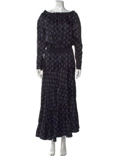 Pre-owned Tory Burch Paisley Print Long Dress W/ Tags In Blue