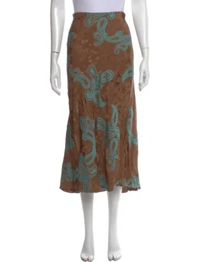 Pre-owned Tory Burch Paisley Print Long Skirt In Brown