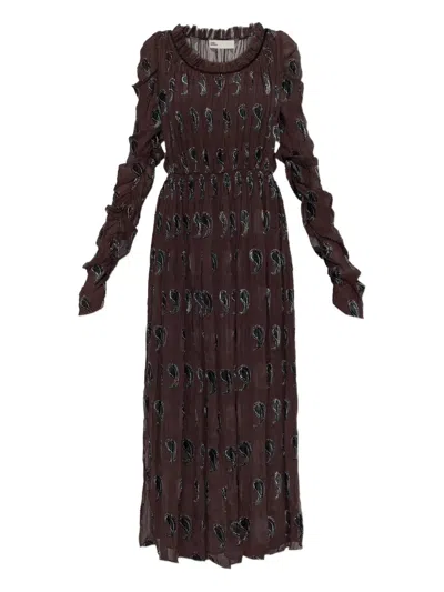 Tory Burch Paisley-print Midi Dress In Brown
