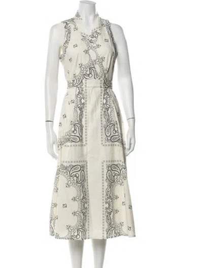 Pre-owned Tory Burch Paisley Print Midi Length Dress In Neutrals
